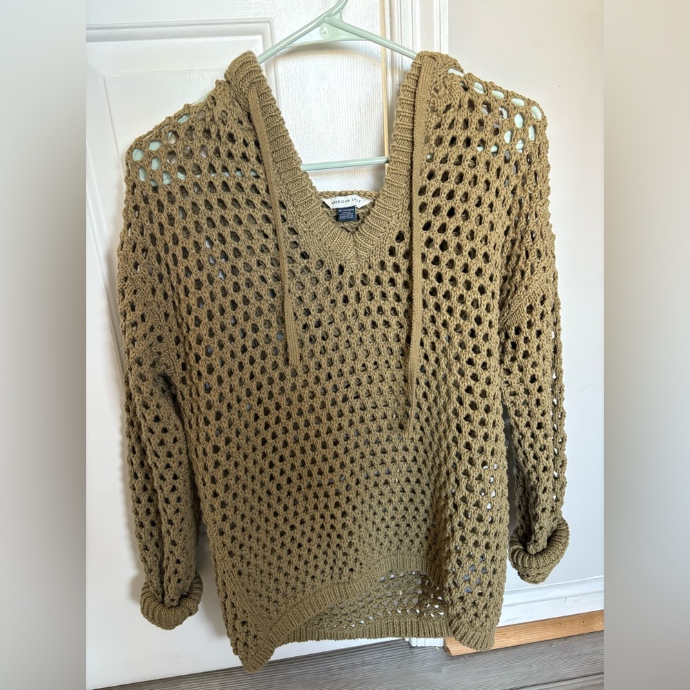 American Eagle Outfitters Olive V-Neck Sweater
